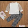 Set Neonato, Maternità Abbigliamento estivo Neonato Bambini Neonate 1-6T 2 pezzi Set di vestiti Prospettiva Manica Proteggi sole Top Camicia Pantaloni a righe