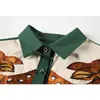 Vintage Animal Haft Patchwork Z Długim Rękawem Bluzka Dla Kobiet Hot Sprzedaży Turn-Down Collar Button Koszula Przyczynowa Kobieta 210417