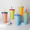 710ML Thermochromic Cup Plastic Color Change Mug Candy Colors Reusable Drinking Tumblers with Lid and Straw LLFA 1562 T2