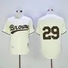 은퇴 한 남성 야구 1953 Browns #29 SATCHEL PAIGE JERSEY COOL BASE BROCKABLE PURE CONTOIN ED 흰색 회색 팀 멀리 품질