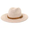 Wholesale Men Women Foldable Top Hats Panama Caps Summer Sun Protection Straw Hat Wide Brim Outdoor Beach Cap White