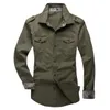Shirts Heren Katoen Casual Slim Fit Mode Lange mouw Militaire Safaristijl Cargo Werk Herenkleding Plus Size 5XL Heren295J