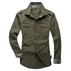 Shirts Heren Katoen Casual Slim Fit Mode Lange mouw Militaire Safaristijl Cargo Werk Herenkleding Plus Size 5XL Heren295J