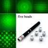 Prezentacja Remote Mini Pen Wireless Green Laser Pointer 532nm 5 w 1 Pierścienia Punkt mocy z głową Gwiazda Kaleido Scope Light AAA Uruchomiony bateria