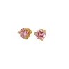 Colorful Zircon Ear Studs Round Crystal Earrings 18K gold Cover Brass Cute Jewelry for Girls