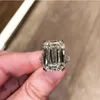 Lyx 100% 925 Sterling Silver Skapat Emerald Cut 6ct Diamond Wedding Engagement Cocktail Kvinnor Ringar Fina Smycken Kluster