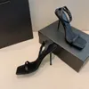 Women Dress Shoes Luxury Designer Sandals Metal Logo Buttons 4.5cm/7.5cm/10cm Black High Heels Sandal Size 34-40 With Box XX-0221