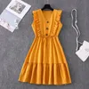 الفساتين غير الرسمية لباس الصيف فستان صلبة اللون متشفقة بأكمام قصيرة ميني سيدات كبيرة تنحنح خط شاطئ رداء فيممي