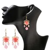 Bohemian Style Fashion Earrings Hook Gold-Plated Color Coral Rose Flower Shape Decoration Natural Crystal Bead Pendant Dangle & Chandelier