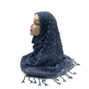 Lenço de Algodão de Algodão Flocked Hijabs para mulheres muçulmanas cor sólida respirável lenço árabe lenços de cabeça árabes 200 * 80cm