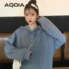 Herbst Chic Koreanische Stil Stickerei Frauen Hoodies Dünne Sweatshirt Oversize Damen INS Plus Größe Weibliche Pullover 210521