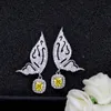 Fashion Butterfly Earrings jewelry Charm designer earrings Bride Wedding 925 Sterling Silver Post Yellow Blue AAA Cubic Zirconia C2045487