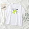 Carta Dinossauro impressão Doces Mulheres T-shirt O-pescoço de Manga Curta Loose Casual Cute Feminino Tshirts Verão Harajukutops Meninas 210518