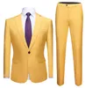 Pink 2 Piece Suit (Jacket+Pants) Men Wedding Prom Suits Men Brand Slim Fit Single Button Formal Business Tuxedo Suit Male 210524