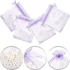 100 pz/lotto Sacchetti di Organza Riutilizzabili con Coulisse per Anelli Orecchini Borsa Dei Monili di Cerimonia Nuziale Baby Shower Compleanno Pacchetto Regalo Di Natale