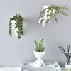 Cutelife White Ceramic Character Portret Bloem Pot Nordic Wall Opknoping Tafel Vaas Hoofd Decor Thuis Plant Garden Sculpture Pot 210401