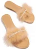 Designer Slippers Women Shoes 2022 Summer Flats Sandals Ladies Fashion Crystal Dress Beach Female Flip Flops Fur Slides 0227