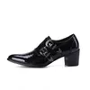 Британская вечеринка Мужчины Оксфордские Обувь Черный Патент Кожаная Кожа Бизнес Платье Обувь Увеличить Высота Формальные Брогуя Обувь