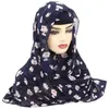 Wholale женщин этнический стиль дышащий политор мусульманский шарф женские дрс цветок хиджаб печатать жемчужное шифоновые шарфы