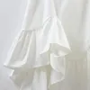Vintage irrégulière à volants taille haute jupe plissée femmes été printemps blanc noir Style coréen asymétrique mode 210421