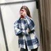 Vår vinterrockar och jackor Kvinnor Plaid Casual Loose Korean Oversized Ladies Red Green Coat 210521