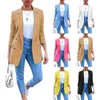 Nieuwe vrouwen blazers kantoor dame slanke lange mouwen effen kleur jas mode elegante vrouwelijke lange pak vrouwen jassen mode x0721