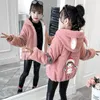 Cold Winter Girls Outerwear For kids Thicken Jackets Korean Stylish Children Jackets Plus Velvet Coats 3-14 Y Teen Girl Snowsuit H0909