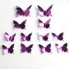 2021 12 Stück 3D-Spiegeleffekt-Schmetterlings-Wandaufkleber, Kunst-Dekor-Abziehbilder für Heimdekoration oder Party-Dekoration