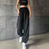 Casual Drawstring Sweatpants Joggers Kvinnor Streetwear Lossa Rak Byxor Harajuku Högt midja Gråbyxor Femme Capris 210415