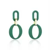Green Oval Circle Charm Earring 925 Silver Post Earrings Jewelry for Women Gift