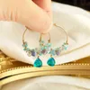 Lii Ji Tanzanite ite Aquamarine Apatite Austrian Crystal 14K Gold Filled Hoop Earrings Handmade Jewelry For Women Gift