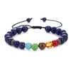 Kimter-B739S FZ 7 Chakra Armband Männer Frauen Schwarz Natürlicher Lavastein Yoga Perlen Aroma Armbänder Einstellbare Webart Seil Armreif Schmuck