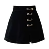 PERHAPS U Black Velvet Mini Short Empire Skirt Pin Plus Size S0278 210529