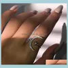 Luxurious Natural Gemstones Moon And Star Adjustable White Glod Filled 925 Sterling Silver Romantic Diamond Jewelry 0Tzcw Band Rings B9Se6