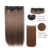 Synthetische Perücken MANWEI Lange gerade Clip-in-One-Piece-Haare 5 Clips falsche blonde braune schwarze Stücke für Frauen