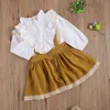 1-6y outono primavera criança criança garota roupas de roupa set ruffles manga comprida blusa lace tutu saias princesa criança trajes 210515