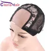 U partie Swiss Lace Front Wig Cap de perruque Black Hairnet pour faire des perruques Elastic Spandex Dome Caps de tissage avec une sangle réglable Accesso5434458