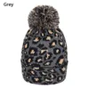 Beanie/Skull Caps Fashion Soft Fur Pom Poms Leopard Print Women Hat Beanies Knitted Ski Cap