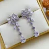 Серьги из Piane Rose Series Inlaid Crystal Crystal 18 K Позолоченные Стерлинговые Серебро Роскошные Ювелирные Изделия Высочайшее Качество Бренд Дизайнер Юбилей Подарочная Серьга