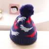 M340 ny höst vinter baby barn hatt ull boll tecknad dinosaur stickade cap boys tjejer varma beanie barn hattar