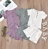 Maluch Dzieci Odzież Baby Boys Summer Casual Ubrania Zestawy Bawełniana Koszulka Solidna Koszulka Koszulka TopSpants Outfit Multicolor 2 sztuk Zestaw WMQ1264