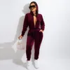 Tweedelige broek voor dames rmsfe 2022 lente en herfst vrije tijd met lange mouwen met een capuchon met rits in Korea Velvet sexy mode vrouwen set