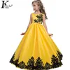 Blumenmädchen-Hochzeitsabend-lange Partei-Kind-Kleider für Mädchen-Prinzessin-Teenager-Kleid 7 8 9 10 12 14 Jahre Vestidos 210317