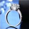 Verlovingsringen 18K White Vergulde 3CT Zirkoon Kussen Halo Diamond Ring voor Dames Sterling Zilveren Sieraden