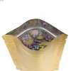 Acceptez le LOGO personnalisé 100X sacs d'emballage en Mylar métallique à fermeture éclair en or mat Durable thermoscellables pochettes à fermeture éclair debout