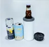 Sublimationsdruck, 16 oz, 4-in-1-Becherrohling, Dosenkühler, gerader Becher aus weißem Edelstahl mit 2 Deckeln