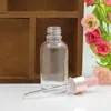 Clear Glass Essential Oil Bottle Rubber Pipertte Portable Empty Cosmetic Packaging Refillable Vials 5ml 10ml 15ml 20ml 30ml 50ml 100ml