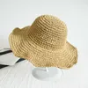 Fashion Foldable Straw Hat Women Summer Wide Brim Beach Sun Cap Bucket Hats Breathable protection Visor Ladies hat 210608