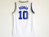 NCAA Mens Savages 10 Dennis Rodman Jeresy Blanc Vert Bleu College University Maillots cousus "The Worm" Dennis Rodman Jersey