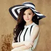 Breite Krempeln Hüte Sommer gestreifter Strohhut Big Sun für Frauen Panama Ladies Beach Freizeitkappen UV Schutz Sunhat8820844